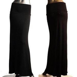 Maxi skirt with fold over waist