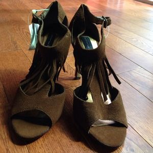 Brown suede heeled sandals