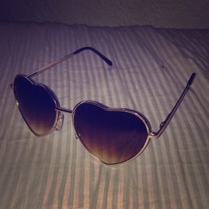 Heart Framed Gold Sunglasses