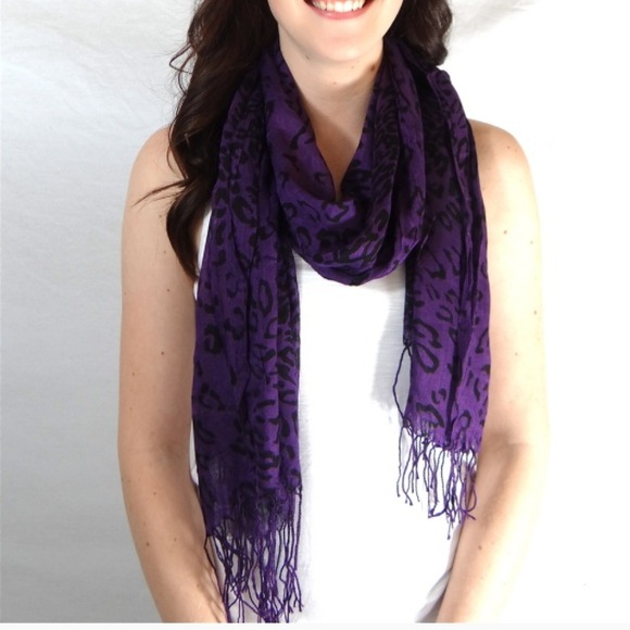 Purple and black cheetah scarf