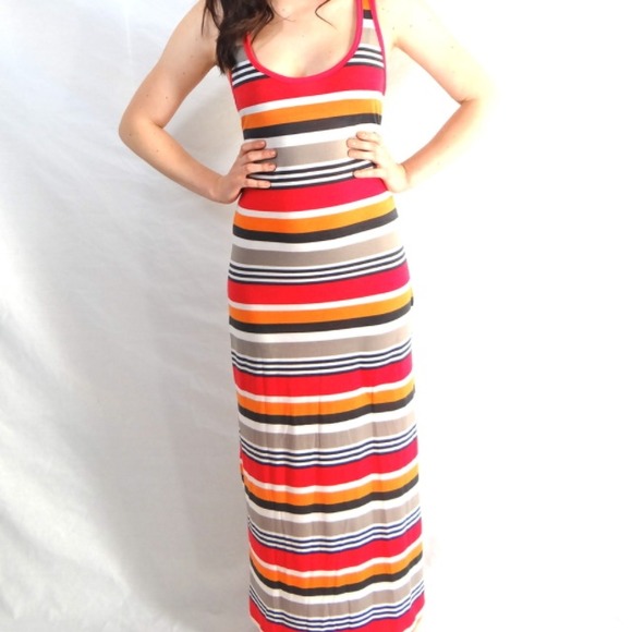 Gray and pink maxi dress