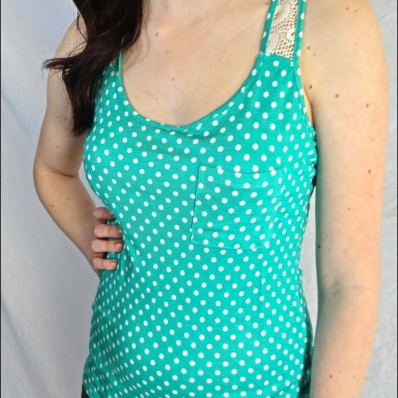 Mint polka dot tank