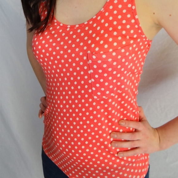 Coral polka dot top