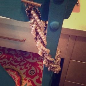SOLD Braided pearl chain and rhinestone necklace