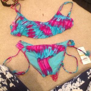 The bikini lab tie dye flounce bikini set