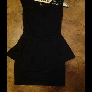 Peplum black lace dress