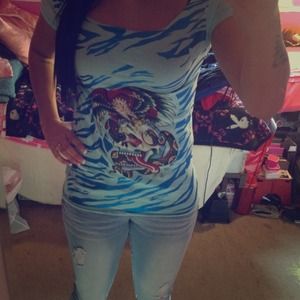 Light blue Ed hardy halter top!