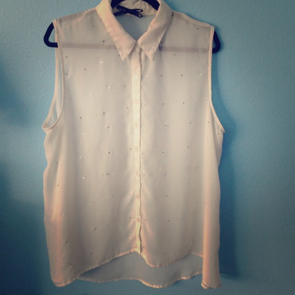 white collared bejeweled top