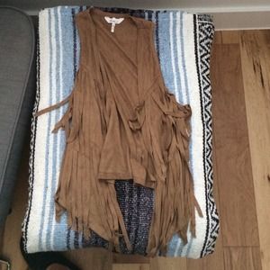 faux suede fringe vest