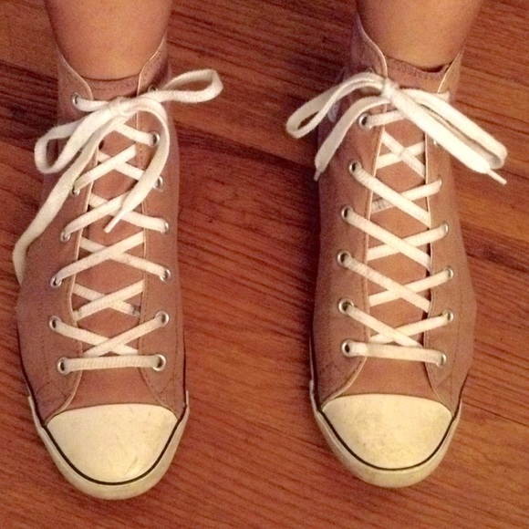 Light brown high top Converse