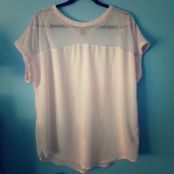 peachy white embroidered top