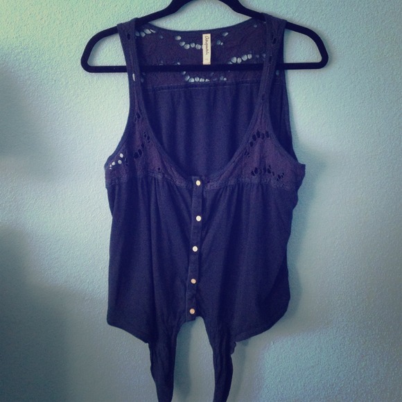 navy blue tie top with button down