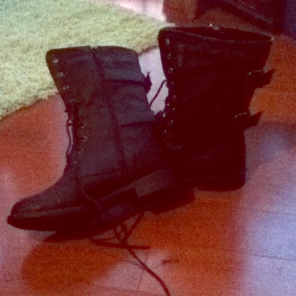black combat boots