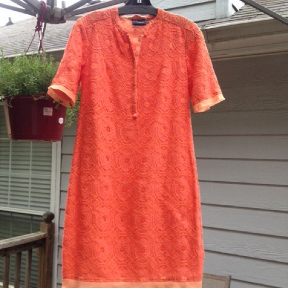 Anthropologie Dresses & Skirts - ❌SOLD❌ Orange Crochet Lace Shift Dress