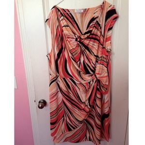 Calvin Klein peach, black nude dress