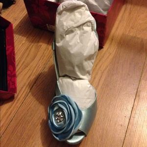 Blue rose wedding heels