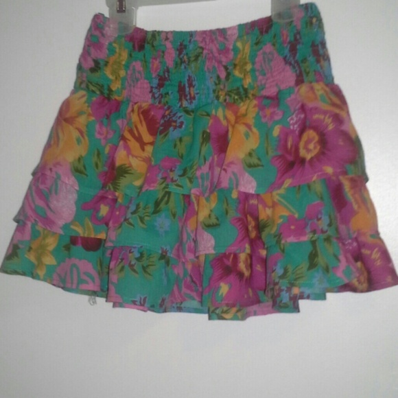 Hawaiian Theme Layered Mini Skirt