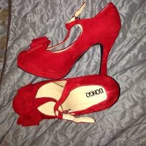 Red velvet high heels
