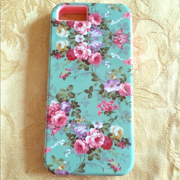Teal and Pink Floral iPhone Case