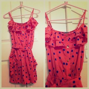 Orange polka dot romper