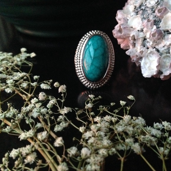 teal stone silver ring