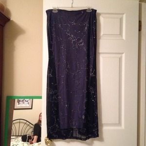 Cute navy blue floral maxi skirt