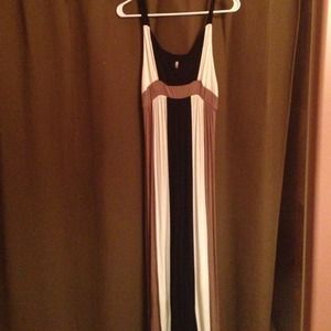 Black/tan/cream maxi dress