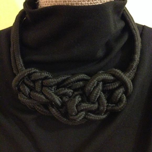 ! FLASH SALE ! Black Knotted Statement Necklace