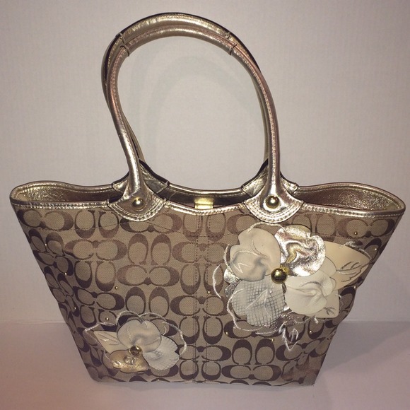 Coach Handbags - Gold signature Coach handbag