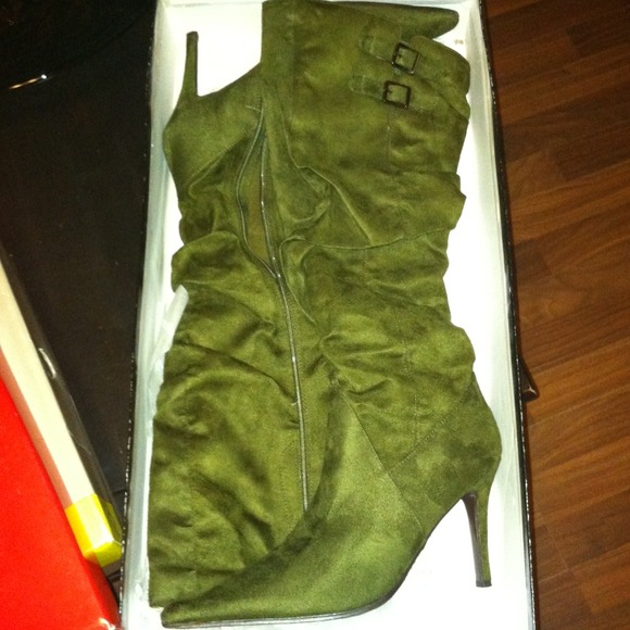 Forest Green Knee High Boots