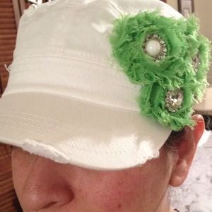 Super cute cadet hat a/ floral/bling embellishment