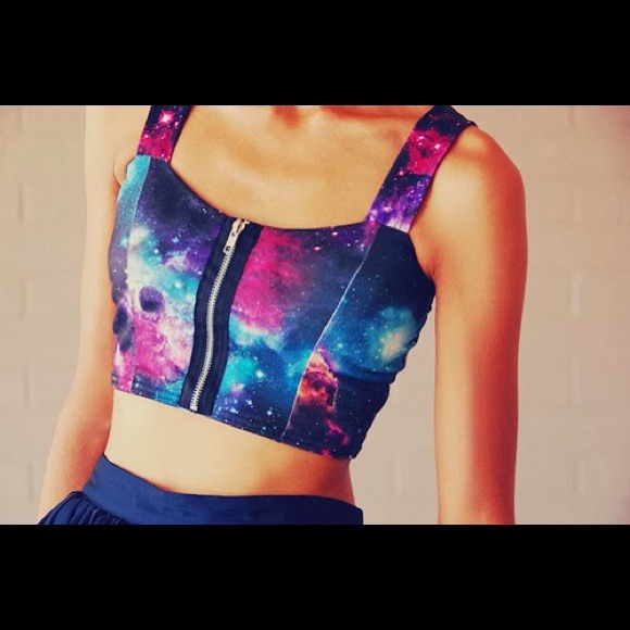 Galexy crop top with zipper