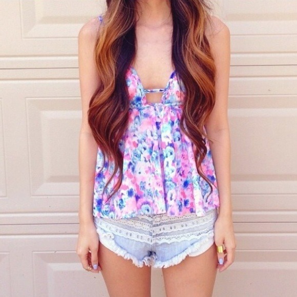 LF watercolor babydoll top