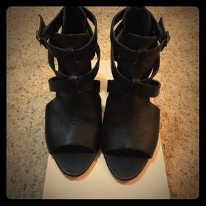 Black Peep-Toe Booties
