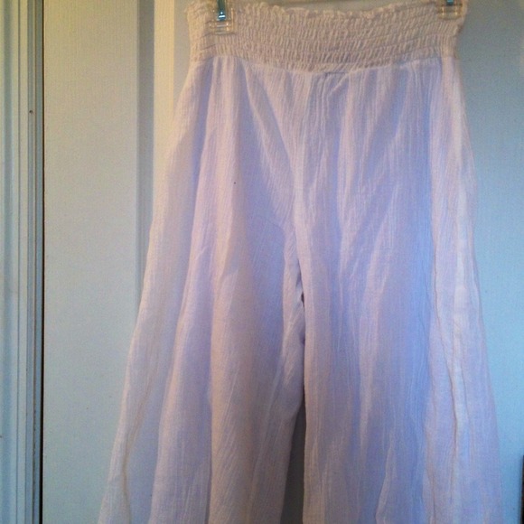 White flare gaucho pants