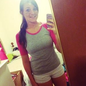 Pink and gray baseball tee