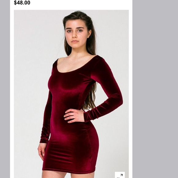 american apparel red velvet dress