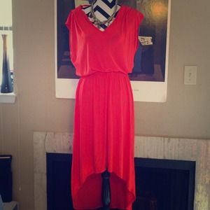 Bright orange hi lo dress