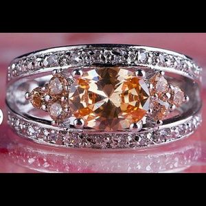 Morganite and white topaz band.