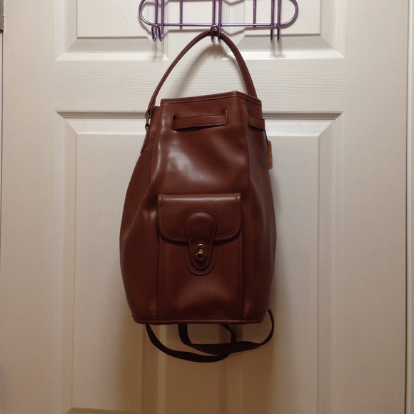 Authentic Vintage Brown Leather Coach Backpack