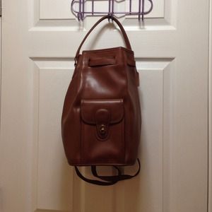 Authentic Vintage Brown Leather Coach Backpack
