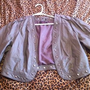 Faux grey leather short jacket