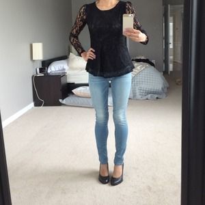 Small black lace peplum top