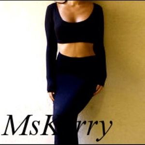 2pc Highwaist skirt black crop top