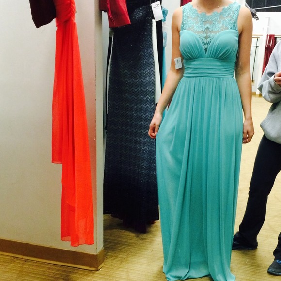 Teal floor length dress