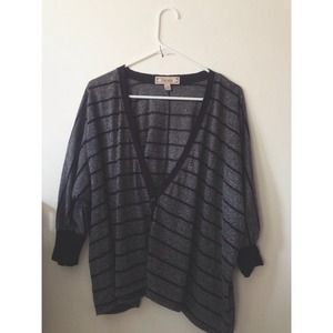 Gray & Black Striped Cardigan.