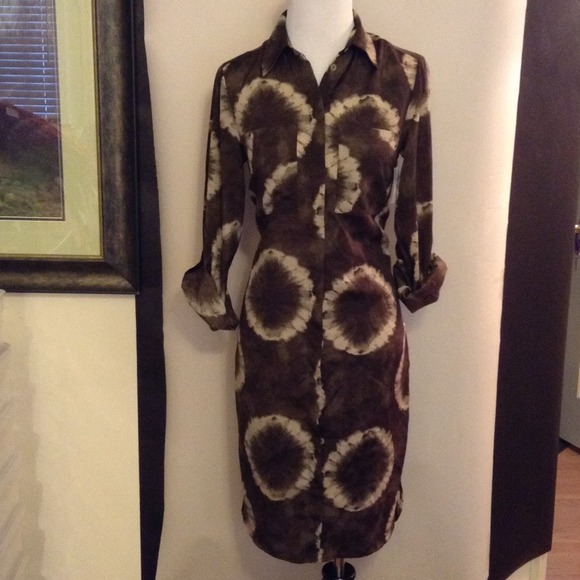 michael kors shirt dress brown