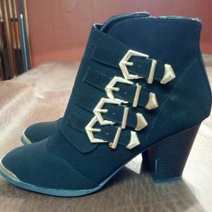 Black suede booties