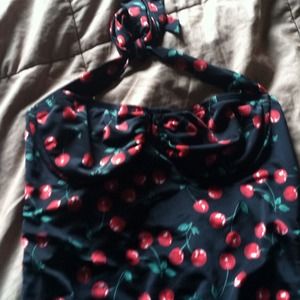 Betty Page black & cherry one piece