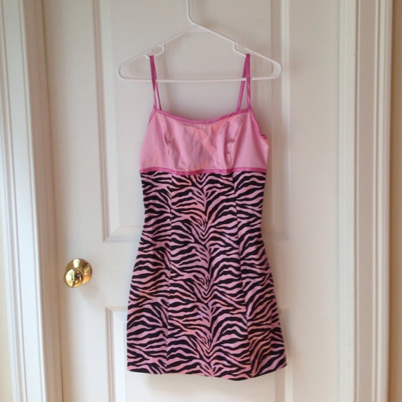 Pink zebra acetate dress by Cache'